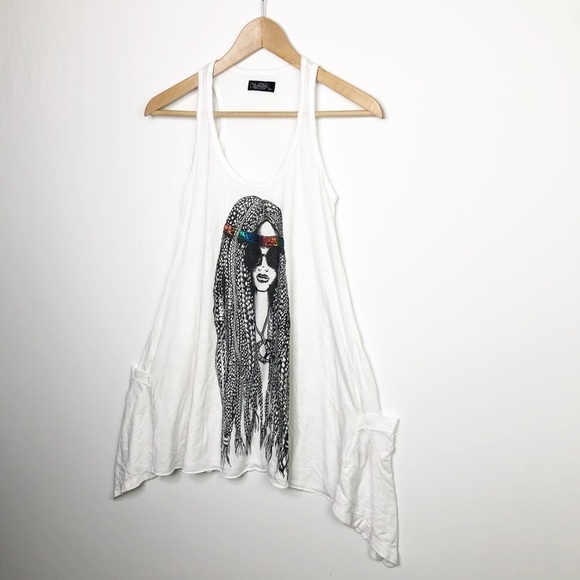 𝅺Lauren Moshi white graphic bohemian T-shirt - Picture 3 of 10